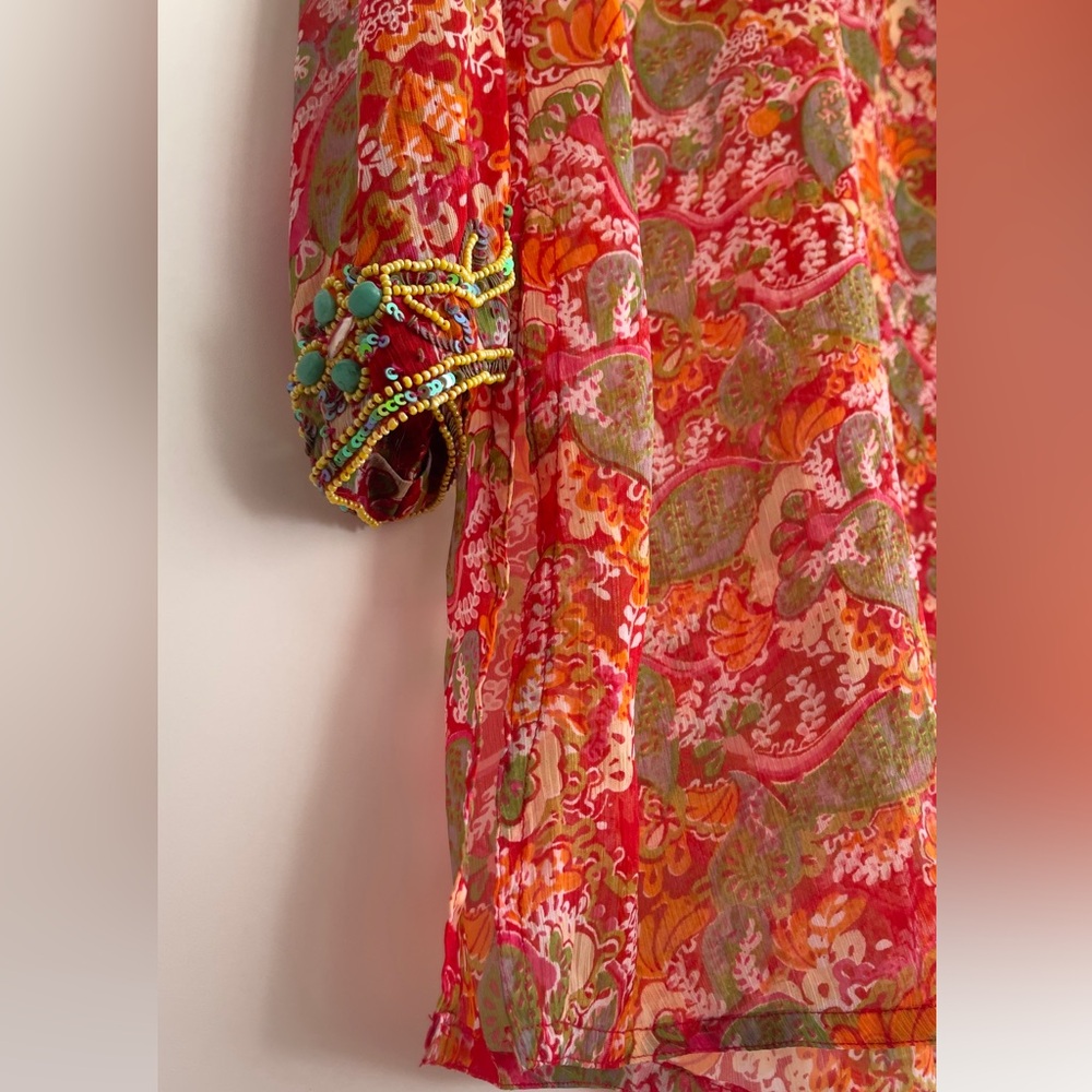 Silk Print Top / Beach Cover - Picture 9 of 10